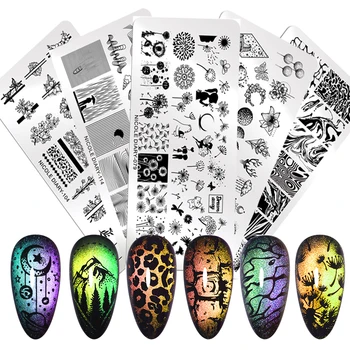 

NICOLE DIARY Nail Stamping Plates Lace Flower Animal Pattern Nail Art Stamp Stamping Template Image Plate Stencil Nails Tool