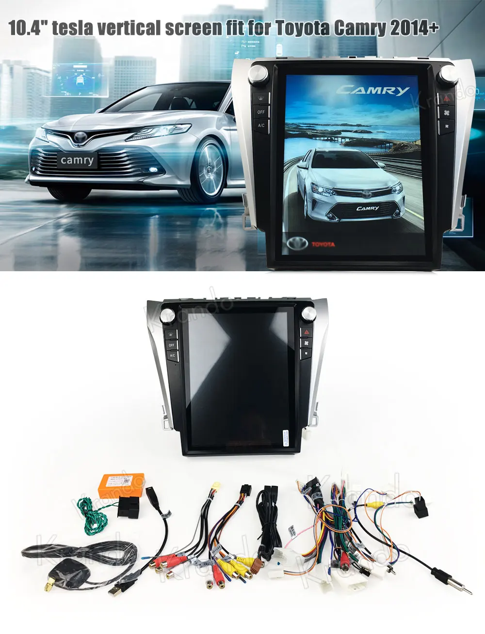 Cheap Krando Android 8.1 12.1" Tesla style Vertical screen car multimedia system GPS for Toyota Camry 2013-2016 gps navigation player 10