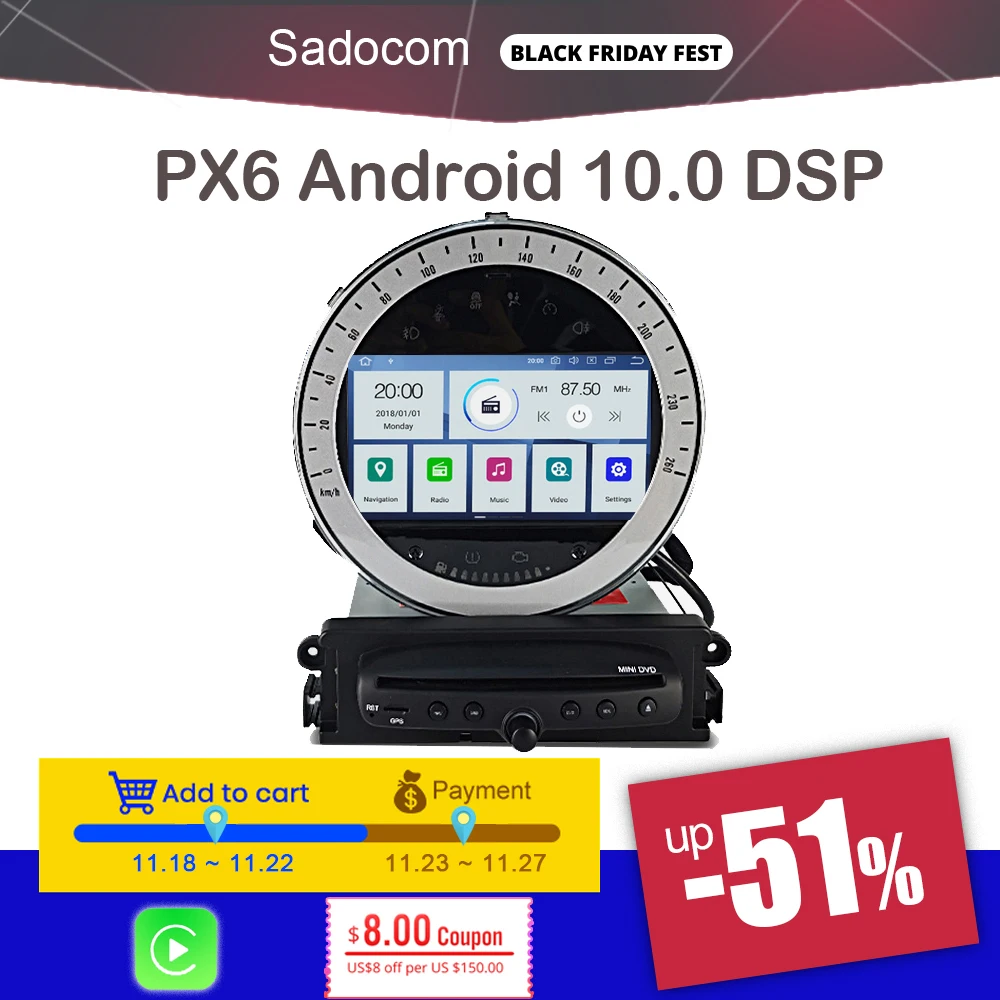 Автомобильный DVD-плеер PX6 DSP 1 din Android 10 0 6 ядер 64 Гб ПЗУ 4 ОЗУ автомобильное радио