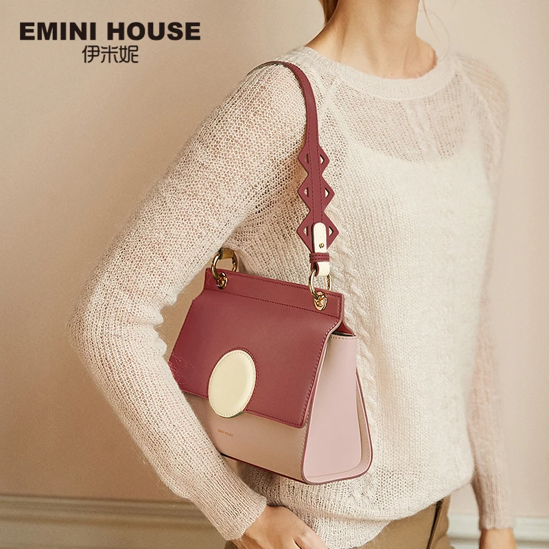 

EMINI HOUSE Padlock Shoulder Bag Split Leather Messenger Bag Flap Crossbody Bags For Women Luxury Handbags Women Bags Designer