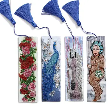 

Peacock Horse Rose Diamond Painting Bookmarks Full Drill Cross Stitch Embroidery Kit Bookmark for Art Craft Home Decor Adults