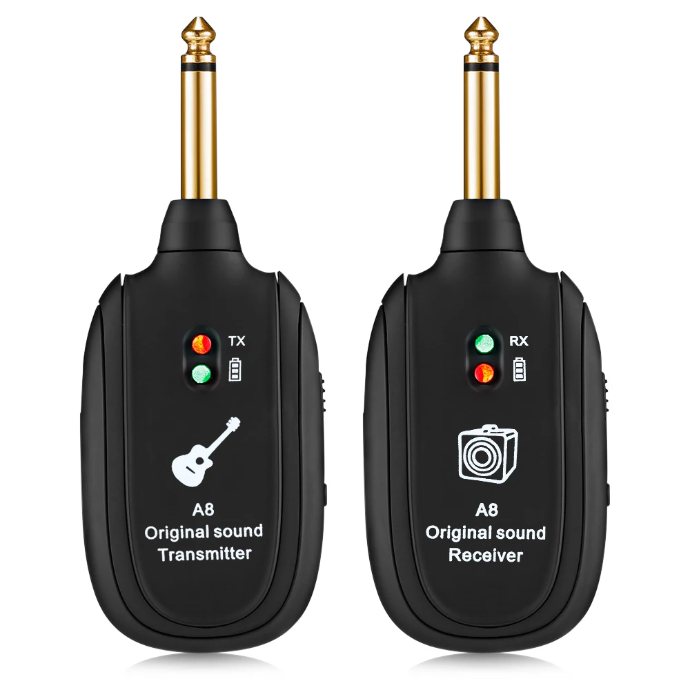 

Relay Digital Wireless Guitar System Black UHF Guitar Wireless System Transmitter Receiver Built-in Rechargeable