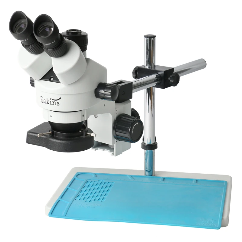 Eakins Simul-focal 7-45X Zoom Trinocular Stereo Microscope 144 LED Ring Light Insulation Repair Working Pad Mat | Инструменты