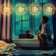PheiLa – plafonnier LED en forme de pissenlit, lampe de Simulation féerique, fonctionne à piles, pour décoration d'intérieur et d'extérieur