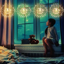 Pheila led dandelion luz do candelabro fada simulação lâmpada a pilhas para interior pendurado teto ao ar livre cerca decoração