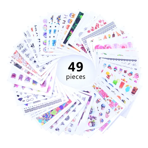 Mixed 2022 New Designs Nail Art Sticker Sets Water Decals Flower Flower Dandelion etc Slider Nails Love Manicure Set