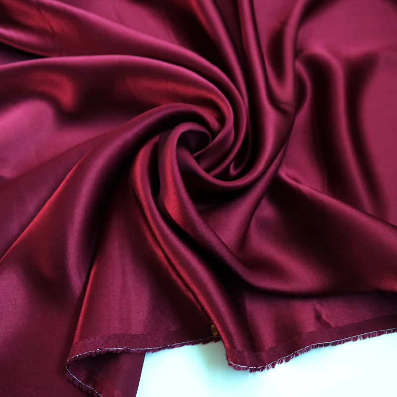 100 см* 140 см вечернее платье ткань натуральный шелк хлопок Шармез атлас Материал бордовый