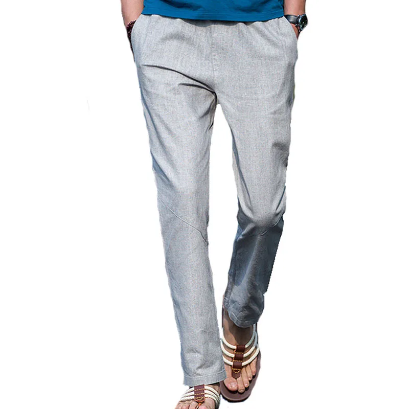 Mens Leisure Sport Linen Cotton Sweatpants Slacks Loose Running Hiking Climbing Pants Men Wicking Trekking Straight Leg Trousers | Спорт и