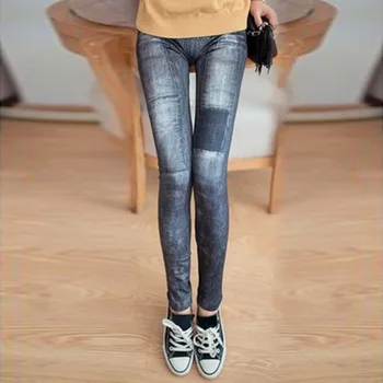 

2020 Fashion Women Snowflake Leggings Skinny Distressed Stretchy woman Jeans Pants Vintage Denim Pant Sexy Leggings
