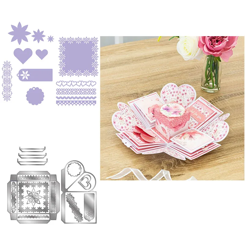 

Metal Cutting Dies Exploding Box Main Concept Box & Lid For DIY Scrapbooking Embossing Album Paper Cards Dies 2021New