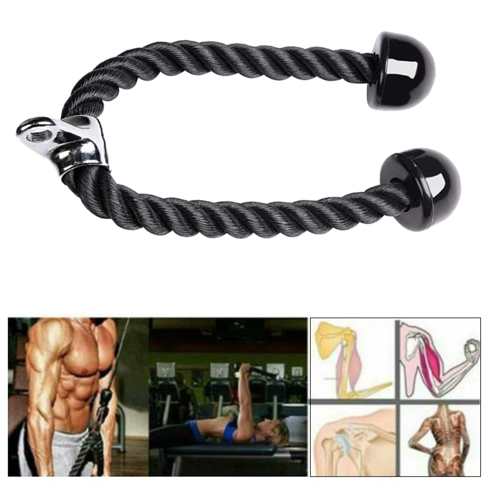 Fitness Home/Cable Gym LAT Triceps Rope Attachment Pull Down Extension Handle