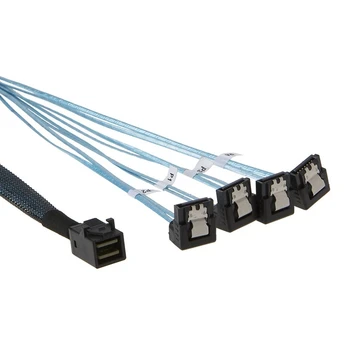 

HD Mini SAS SFF-8643 Host to 4X SATA 90 Degrees Target Angle Hard Disk Data Cable for Hard Drive