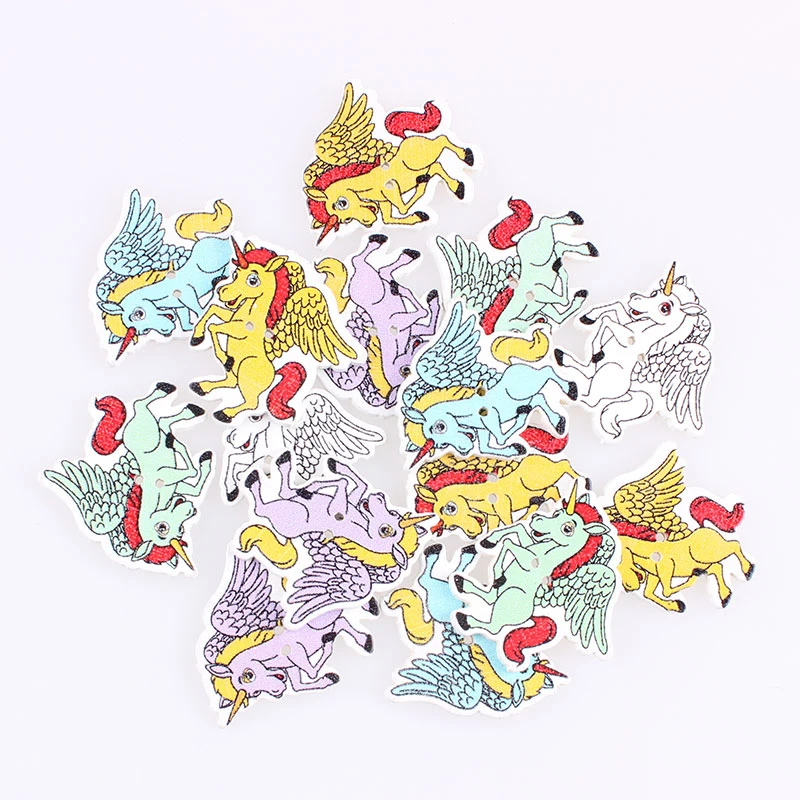 

Mixed Unicorn Buttons 2Hole Wooden DIY Decor For Child Clothing Sewing Buttons Crafts Scrapbooking Accessories Decorativos E