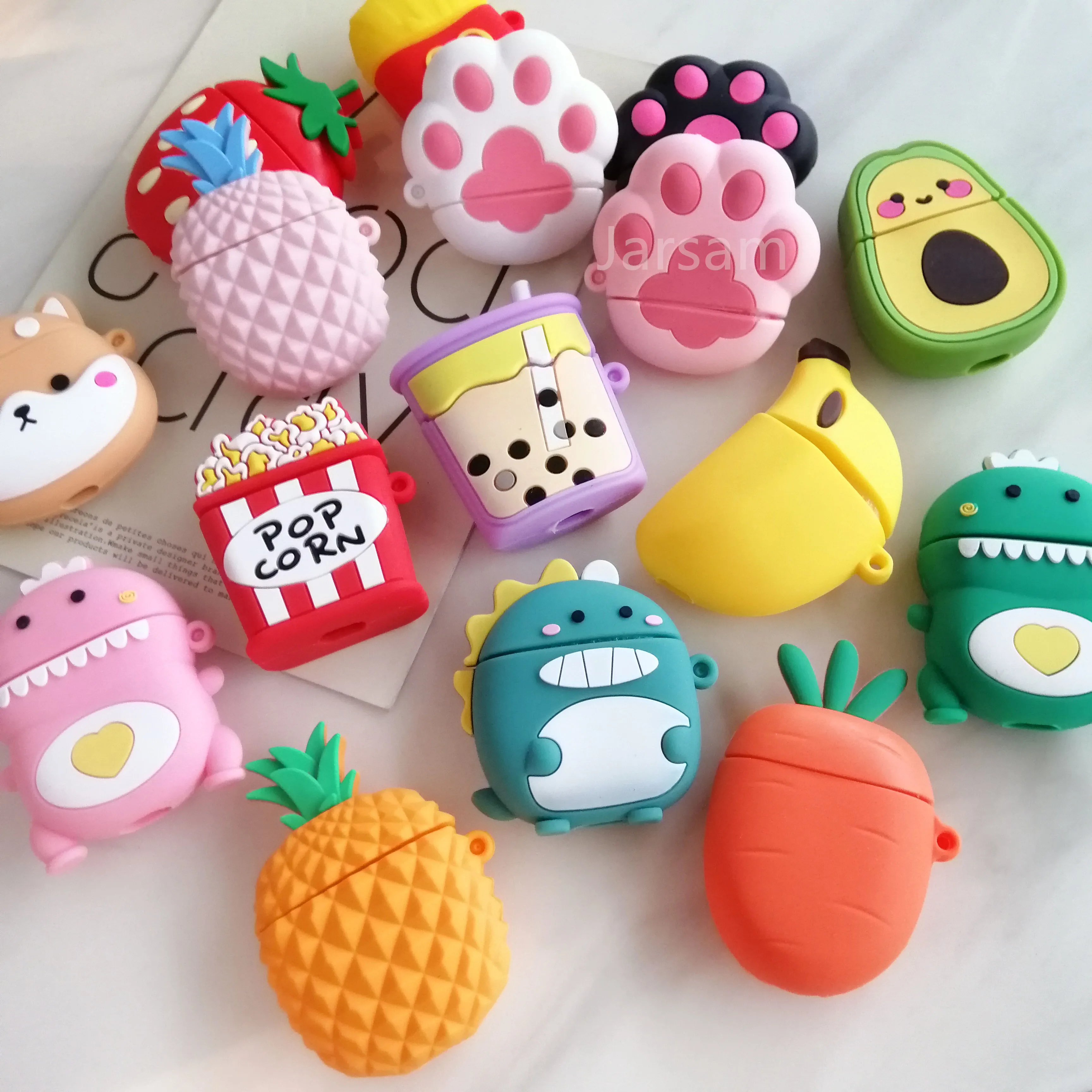 Creativity Cartoon funny cute silicone Case For Airpods 2 1 cover For Air pods 1 2 Case Wireless charging soft Cover Box