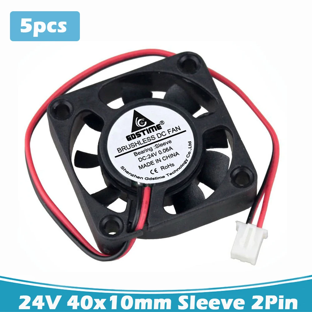 

5PCS/LOT DC 24V 2P 4010 4cm 40mm 40x40x10mm dc fan Ventilation Axial Flow cooler cooling fan