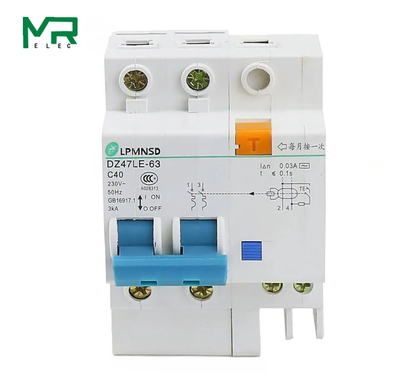 

DZ47LE 2P 6A 10A 16A 20A 25A 32A 40A 50A 60A Residual current Circuit breaker with over current and Leakage protection