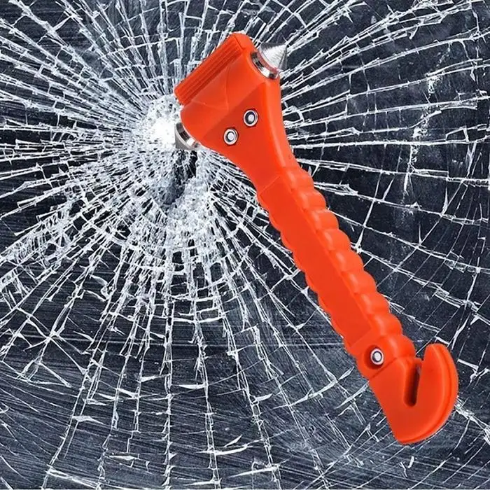 2 в 1 многофункциональный спасательный молоток для автомобиля 0,150 кг оранжевый инструмент для аварийного выхода