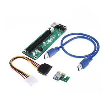 

60Cm Pci-E Pci Express Riser Card 1X To 16X Usb 3.0 Data Cable Sata To 6 Pin Power Supply Ie Card Riser For Btc Miner Machine