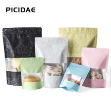 

New 100PCS Color Stand-up Scrub Aluminum Foil Ziplock Bag Dried Fruit Food Aluminized Packaging Bag Exquisite Sealing Gift Bag