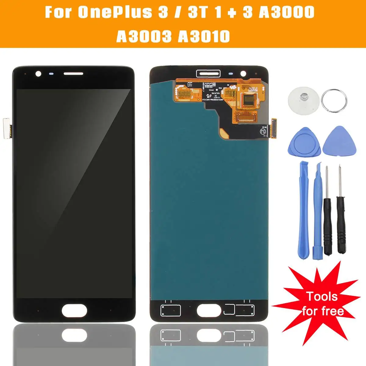 

OLED Black LCD Display+Touch Phone Screen Digitizer Assembly Replacement With Tools For One Plus