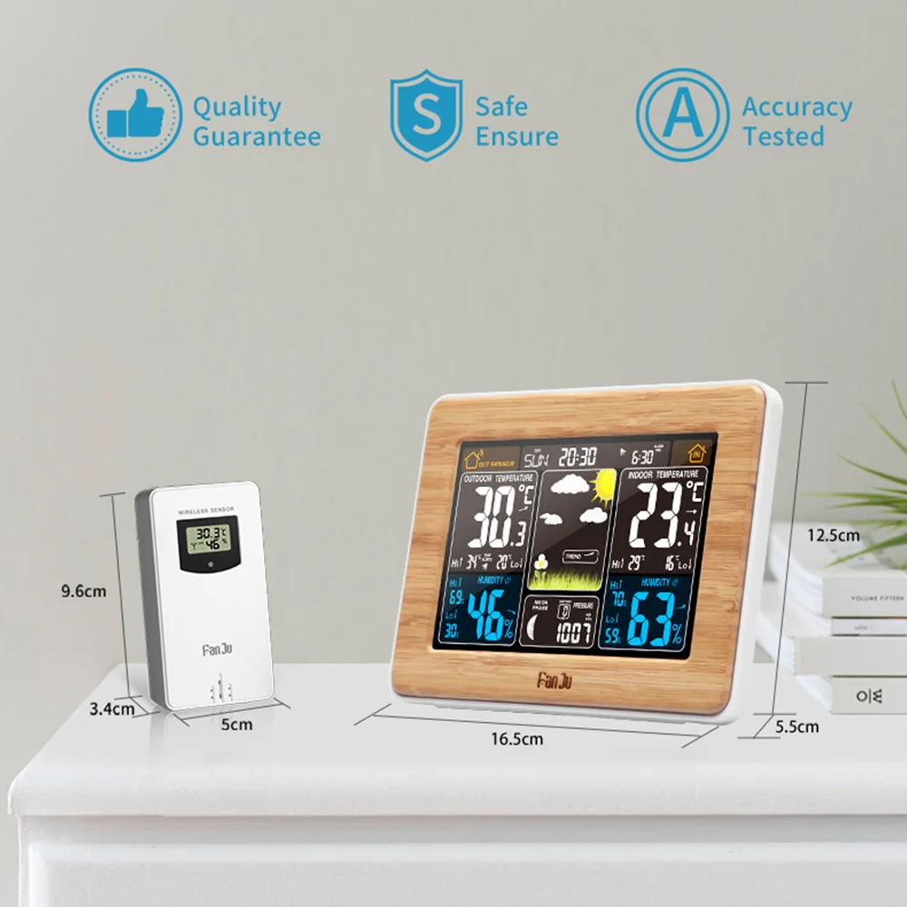 Tanie Wielofunkcyjny budzik temperatura wilgotność prognoza pogody wyświetlacz czujnik barometr LED elektroniczny cyfrowy zegary ścienne