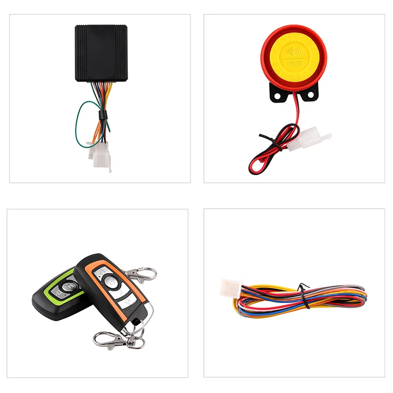 12V 125db мотоцикл два охранной сигнализацией двунаправленного действия скутер Противоугонная сигнализация с запуска двигателя дистанционного Управление ключ для защиты от краж Системы
