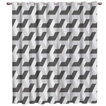 

Abstract Solid Geometry Window Curtains Dark Bathroom Bedroom Outdoor Indoor Fabric Decor Print Kids Curtain Panels With Grommet