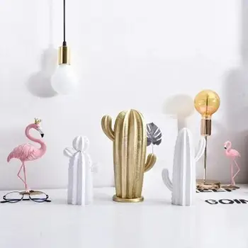 

Simple Wind White Gold Cactus Simulation Plant Potted Decoration Home Living Room Cabinet Decoration Creative Small Furnishings