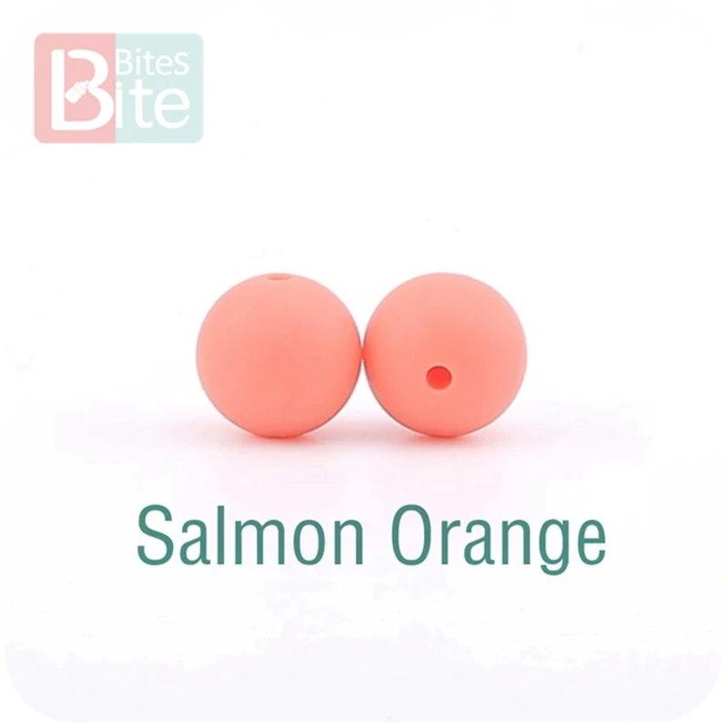 Укусы 15 мм 30 шт. силиконовые бусины пищевого качества силиконовые детские товары для прорезывания зубов жевательные соска, зажимы для цепи бусины Детские игрушки для прорезывания зубов - Цвет: Salmon Orange