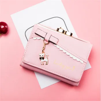 

Fashion Women Short Wallet Female Card Holder Hasp Lichee Pattern Mini Wallet Female Coin Purse Credit Card Holder Wallet