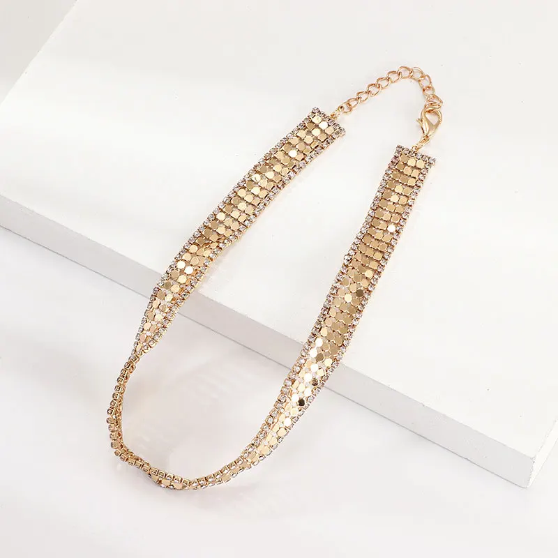 DoreenBeads модное колье ожерелье для женщин золото серебристый прозрачный со стразами аксессуары для вечерние ювелирные изделия подарок 29 см длиной, 1 шт