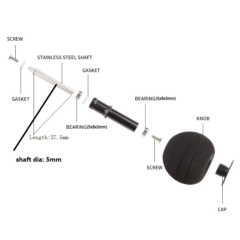 Kawa Fishing Handle EVA Knob For Spinning Wheel 4000-10000 Type Knob Dia 39mm With 2pcs Bearings Size 5*9*3mm Weight 22.6g