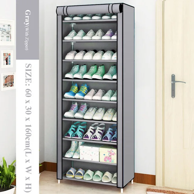 Multilayer Shoe Cabinet Vertical Space Saving Nonwoven Shoes Shelf Organizer Simple Combination Stand Holder Entryway Shoe Rack Zipper 10B