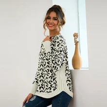 ^#Cheap Sueter mujer invierno 2019 loose leopard sweater women knit top pullover free shipping ^#Cheap Sueter mujer invierno 2019 loose leopard sweater women knit top pullover free shipping