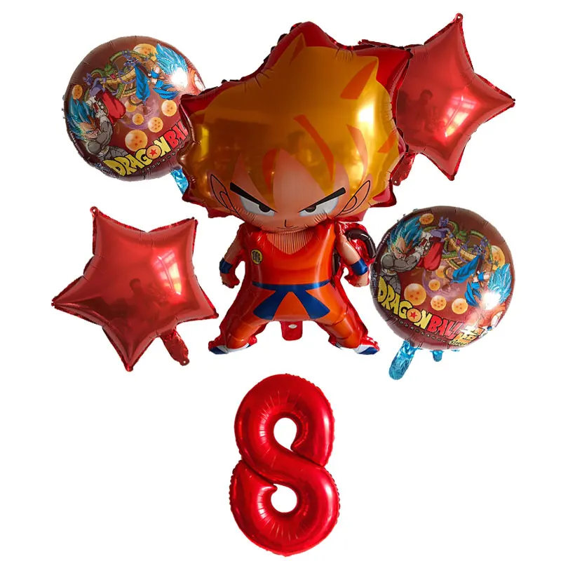 6 шт./компл. мультфильм 7 Dragon Ball Гоку фольги воздушный шар 32 дюймов набор воздушных шаров с номером на день рождения декоративные Детские игрушки кампус Вечерние - Цвет: Gold-8