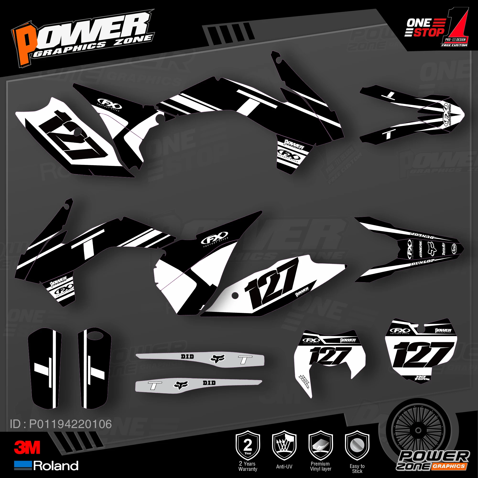

PowerZone Custom Team Graphics Backgrounds Decals 3M Stickers Kit For KTM SX SXF MX 13-15 EXC XCW Enduro 14-16 125 to 500cc 06
