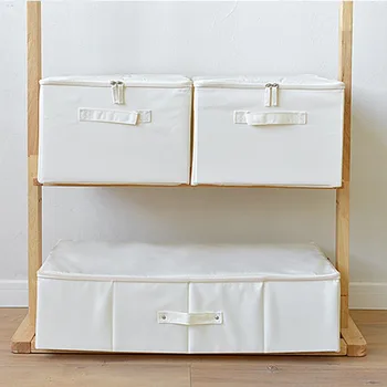 

Eco-friendly Household tools Linen Cotton storage organizer box Container Zipper Lid Clothes Underwear Folding storage baskets