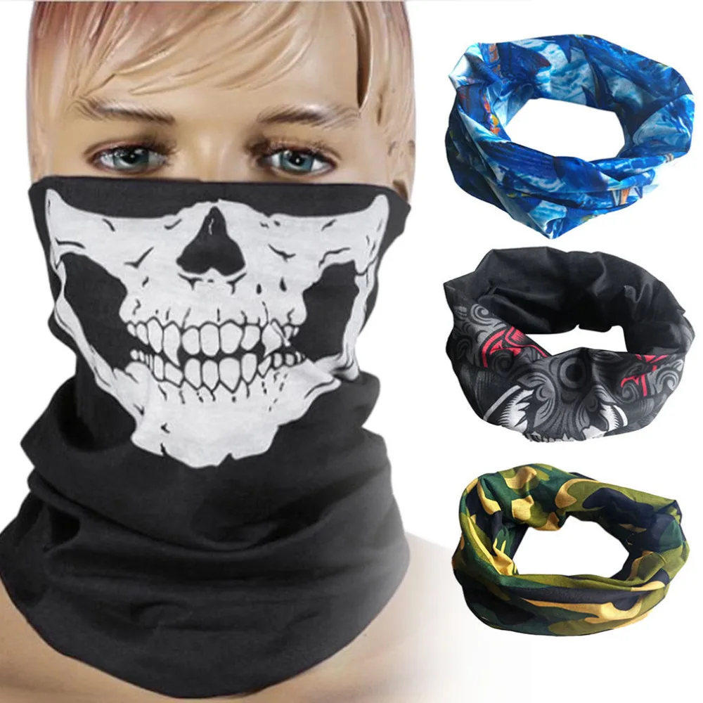 

TSAI Unisex Skull Half Face Mask Outdoor Sports Magic Ski Snowboard Cycling UV Protect Mask Winter Skeleton Ghost Tactical Scarf