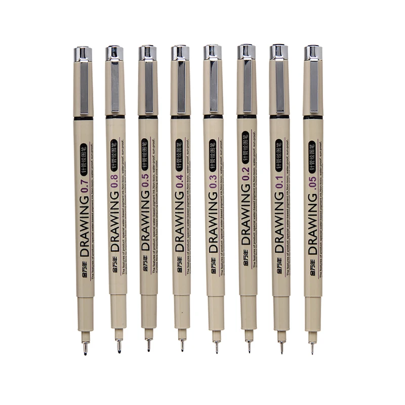 

KNOW 8Pcs/Lot Pigma Micron Sketch Marker Pen Black Pigment Liner Neelde Drawing Pen For Drawing Sketching Writing Hook Art Pen
