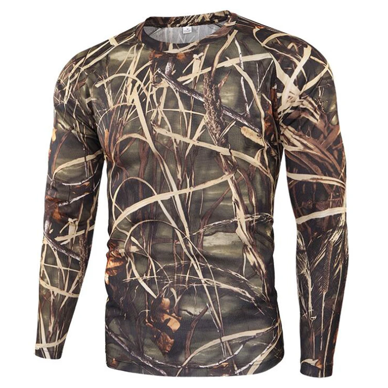 Tactical Camouflagecamo T Shirt Men Breathable Quick Dry Long Sleeve Outdoor T-shirt Sports Hiking Hunting Clothing