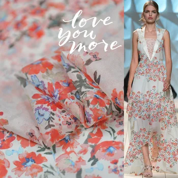 

Begonia Brand Printed 135cm Wide 8Momme 100%silk Chiffon Fabric for Dress Transparent Cloth Diy Sewing Free Shipping Summer New