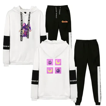 

Tracksuit Men Casual Jogger Set Streetwear Track Suit Hoodie +Sweatpants Men Sets Sailor Moon print Sportwear Men Suit Harajuku