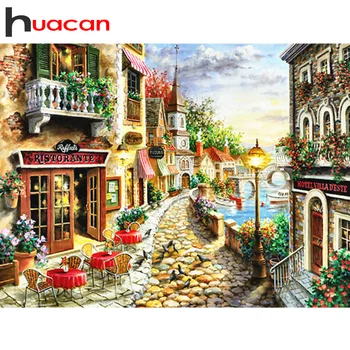 

Huacan Full Square/Round Diamond Painting Kit City Street 5D DIY Diamond Embroidery Mosaic LandscapeDecorations Home