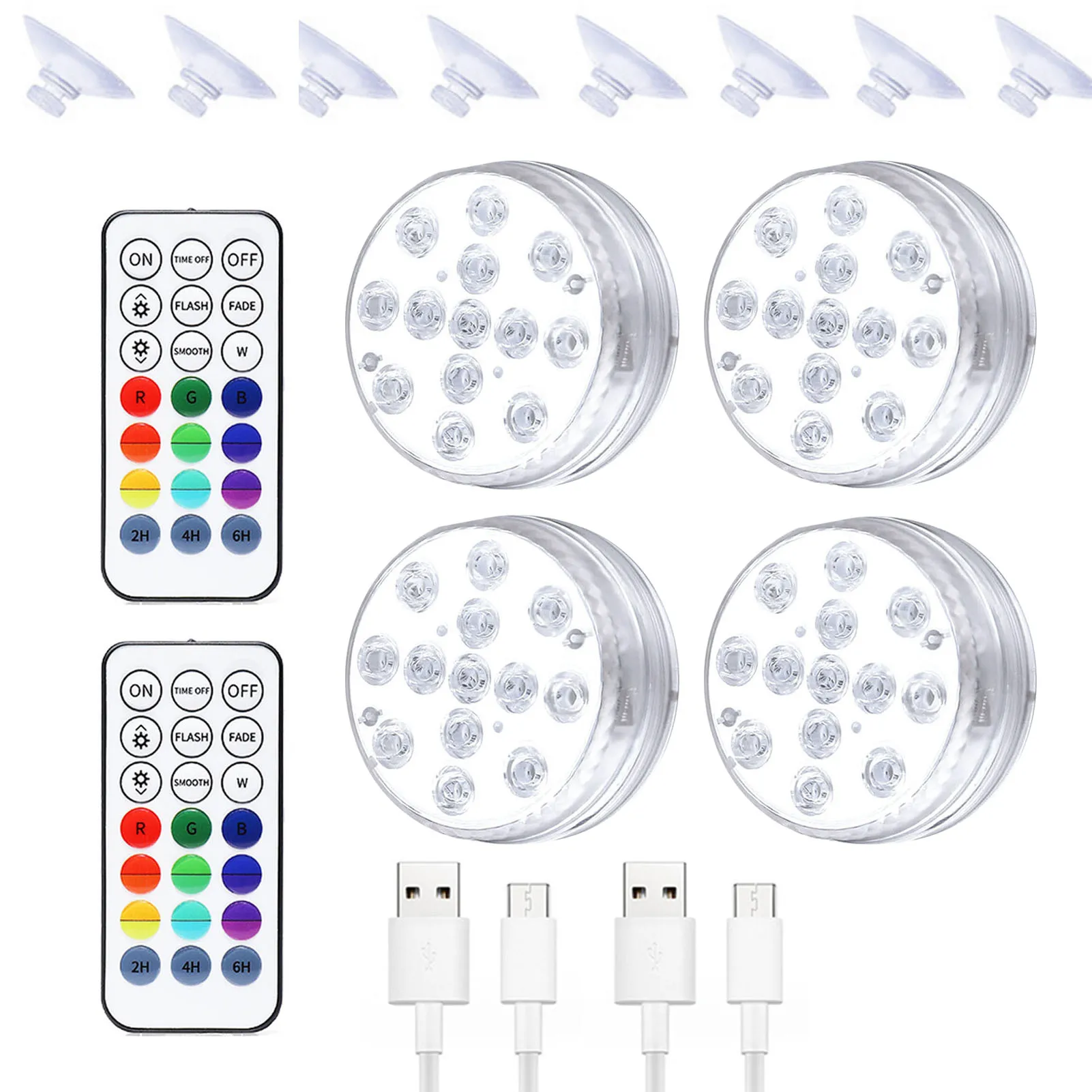 

Rgb Underwater Ligh 13 Led Usb Remote Control Submersible Lamp With Magnet And Suction Cup Outdoor Garden Pool Party Night Light