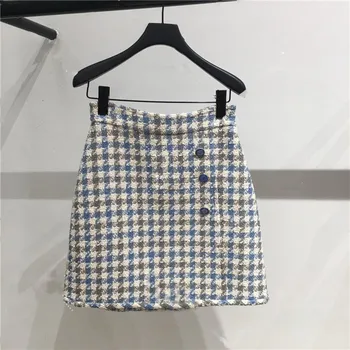

2020 Early Spring Plaid Women's A-line Mini Skirt Office Ladies Fashion Female Houndstooth Short Skirts