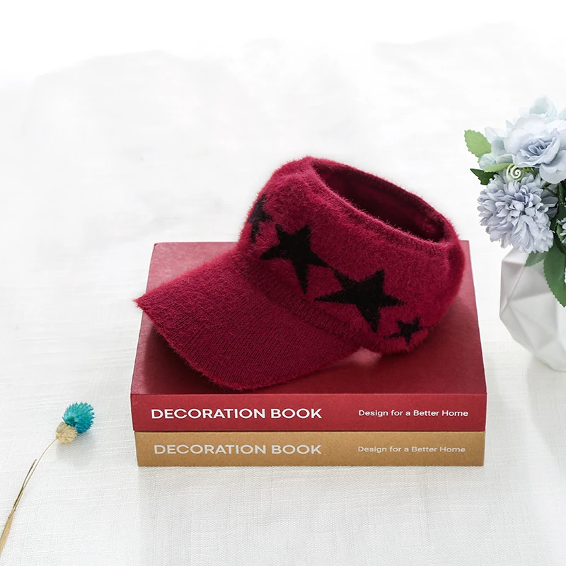 Red Осенние новые женские козырьки Топ Air Fashion Stars Печатные Шерстяные кепки шляпы один размер - Цвет: Red