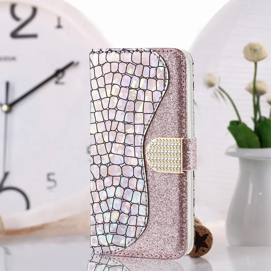 come4buy.com Bling Crocodile Pattern Phone Wallet pour étui Samsung Galaxy A50 A60 A70 S20