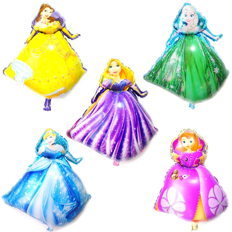 

5pcs/lot elsa princess ballons irregular style Sofia cinderelle belle Rapunzel foil balloons for girl birthday balloons