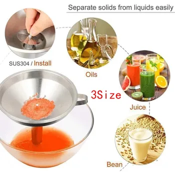 

Stainless Steel Funnel Kitchen Oil Liquid Funnel Funnel with Detachable Filter Funnel with filter For Kitchen accessories#20