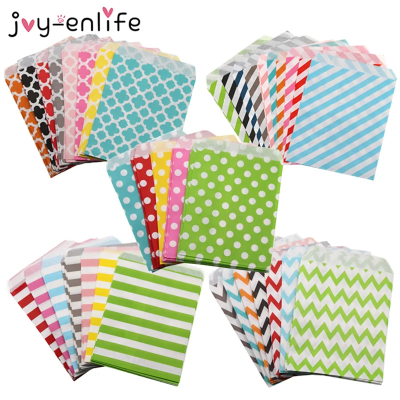 25/50/100pcs Paper Candy Bags Food Packaging Bag Gift Baby Shower Birthday Wedding Party Decoration Craft | Дом и сад